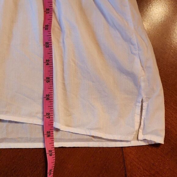 Calvin Klein Long Sleeve Sheer V-neck Tunic Oversized Blouse, Small, White - Picture 6 of 9